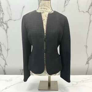 Ann Taylor Textured Hook & Eye Closure Blazer